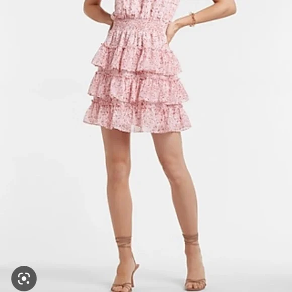 Printed Smocked Mock Neck Tiered Ruffle Dress - Picture 7 of 11